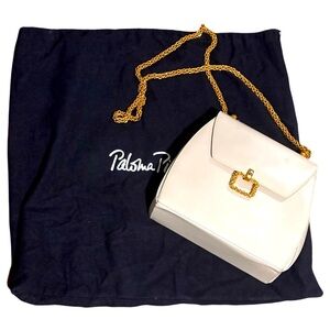 Paloma Picasso vintage Dead stock gold plated cream leathered shoulder bag